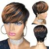 150% Density Short Pixie Wig] Brazilian Human Hair Wig for Women - Short Pixie Cut with Bangs, Layered Bob Style, Straight Hair, 150% Density