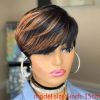 150% Density Short Pixie Wig] Brazilian Human Hair Wig for Women - Short Pixie Cut with Bangs, Layered Bob Style, Straight Hair, 150% Density